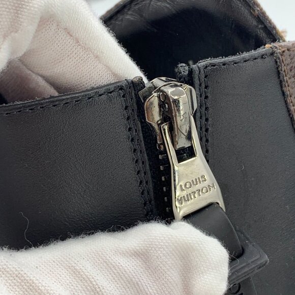 Louis Vuitton High-Top Monogram Sneakers With Side Zipper & Lace-Up Closure Blac - Picture 6 of 8